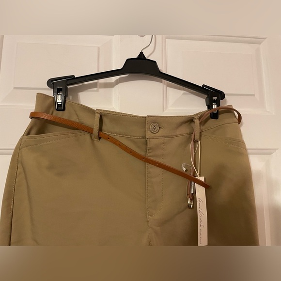 Gloria Vanderbilt Tan Khaki Capri Pants Sz 10 NWT Luxe Sateen Belt Crop Cotton - Picture 6 of 11